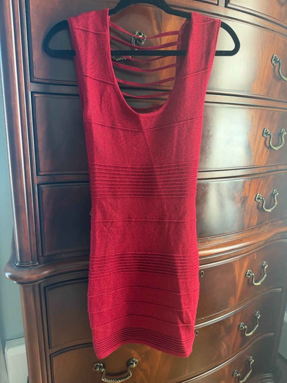 WOW couture Red Sleeveless Bandage Mini Dress with Strappy Back